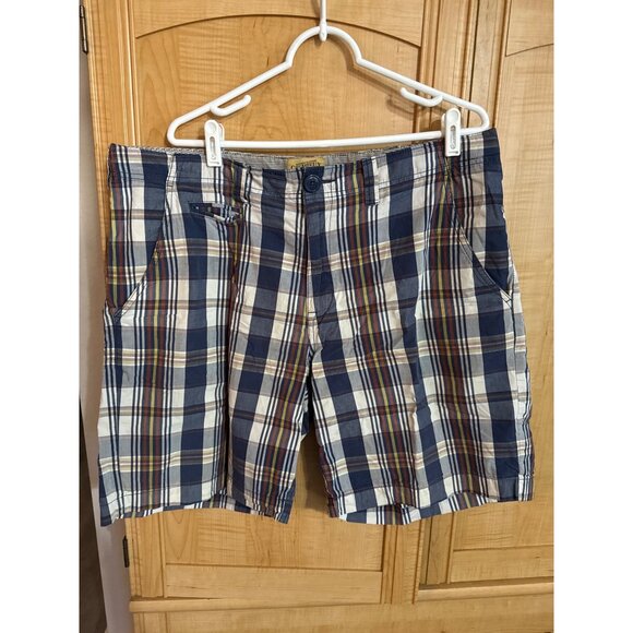 Mens Cremieux Plaid Cotton Shorts Size 38 Blue & Multicolor 6”Inseam - Picture 2 of 5